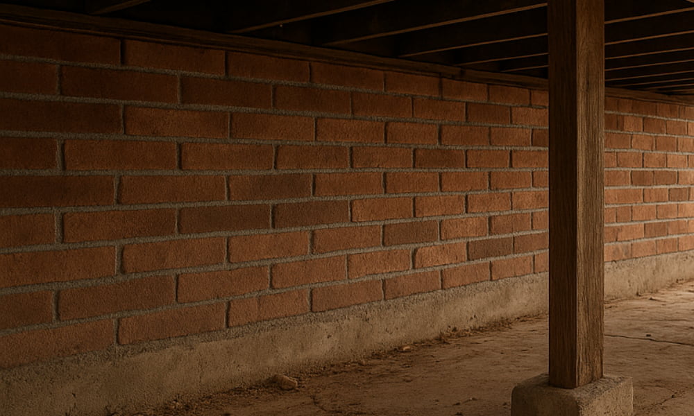 Crawl space warning signs showing the need for anchor bolt reinforcement